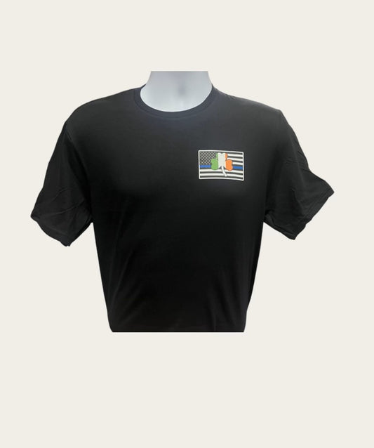Irish Shamrock Logo with the Thin Blue Line Flag T-Shirt