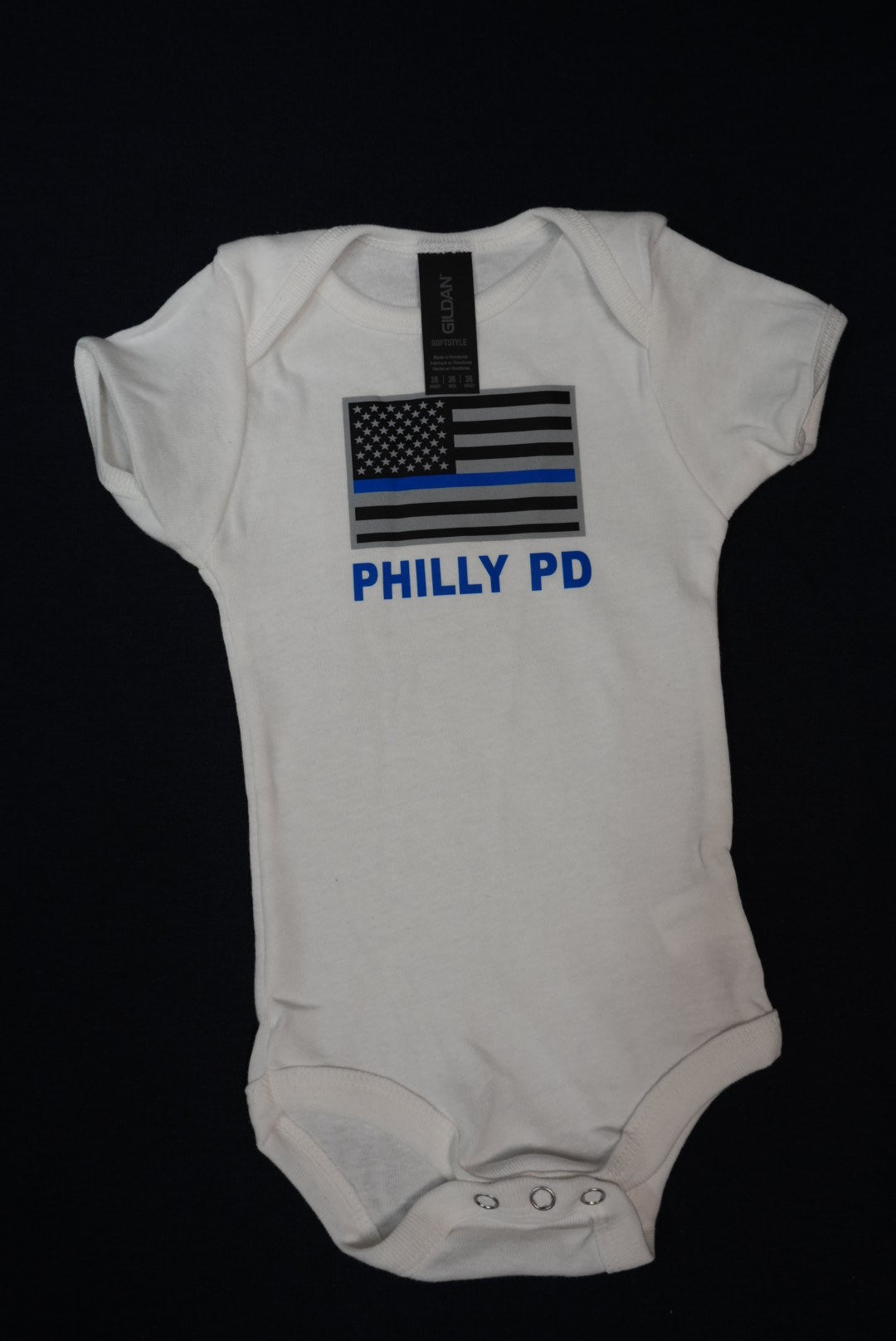BABY ONESIES W/PPD BADGE OR THIN BLUE LINE FLAG